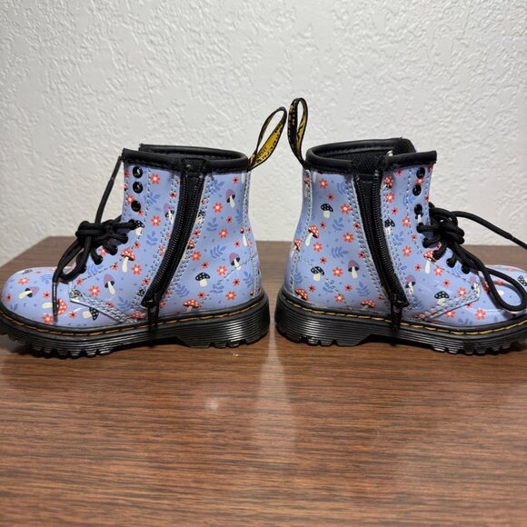 Dr Martens 1460 Toddler Patent Woodland Boots Size 8/EU24 Zen Blue Mushroom Zip - Picture 5 of 11